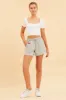 White Seamless T-Shirt Crop Short Sleeve Square Neck sold by Ally Fashion
