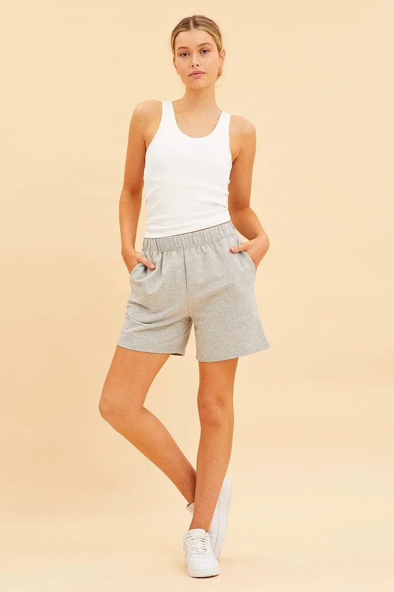 White Seamless Tank Full Length Sleeveless Soop Neck sold by Ally Fashion product image thumbnail 2