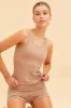 Beige Seamless Tank Full Length Sleeveless Soop Neck sold by Ally Fashion