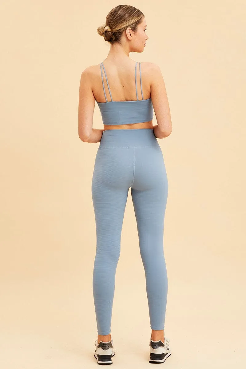 Blue Rib Legging Active Stretch Full Length sold by Ally Fashion product image thumbnail 5