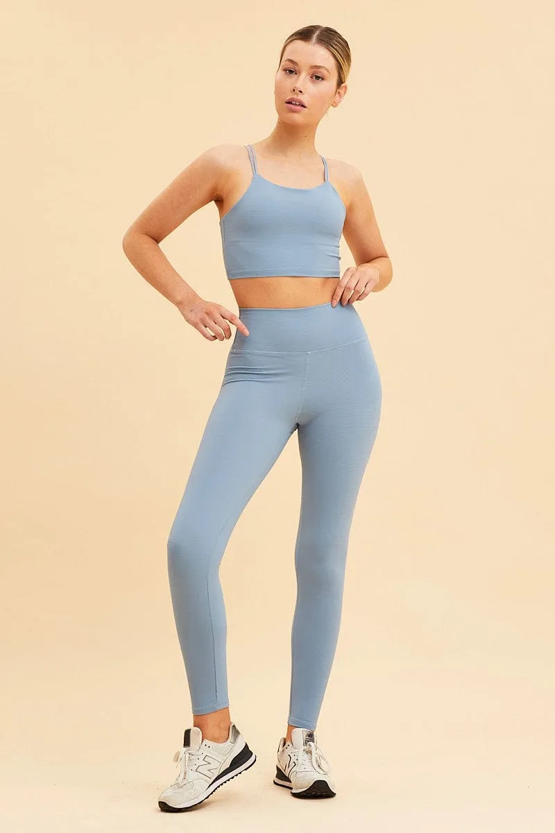 Blue Rib Legging Active Stretch Full Length sold by Ally Fashion product image thumbnail 3