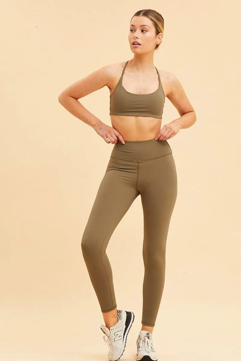 Green Rib Legging Active Stretch Full Length sold by Ally Fashion