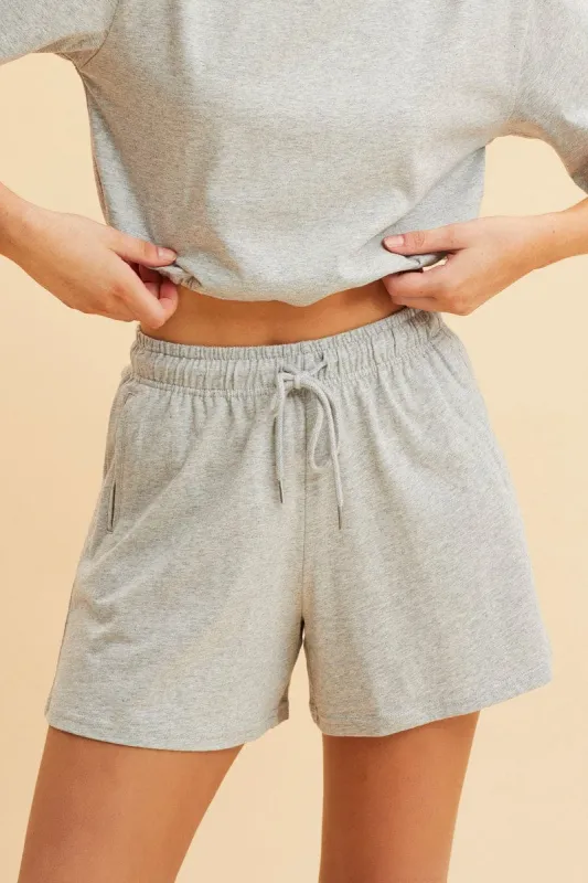 Grey Relaxed Short Pull On Cotton Jersey sold by Ally Fashion
