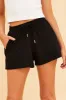 Black Relaxed Short Pull On Cotton Terry Stretch sold by Ally Fashion