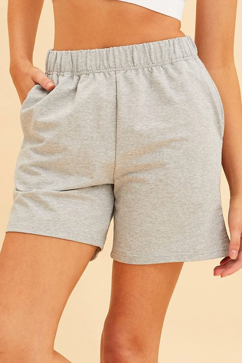 Grey Relaxed Short Pull On Cotton Terry Stretch sold by Ally Fashion