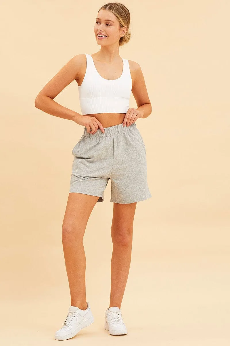 Grey Relaxed Short Pull On Cotton Terry Stretch sold by Ally Fashion product image thumbnail 2