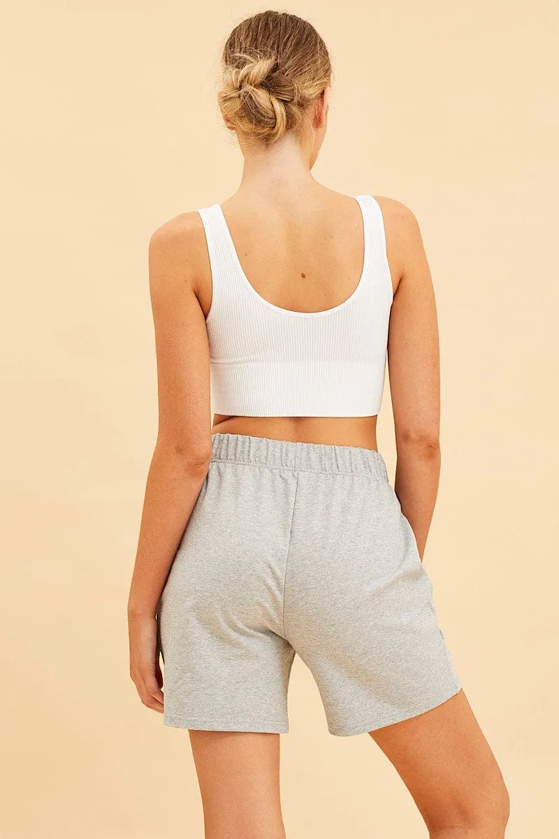 Grey Relaxed Short Pull On Cotton Terry Stretch sold by Ally Fashion product image thumbnail 5