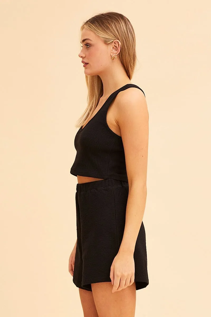 Black Remi Textured Cotton Short sold by Ally Fashion product image thumbnail 4