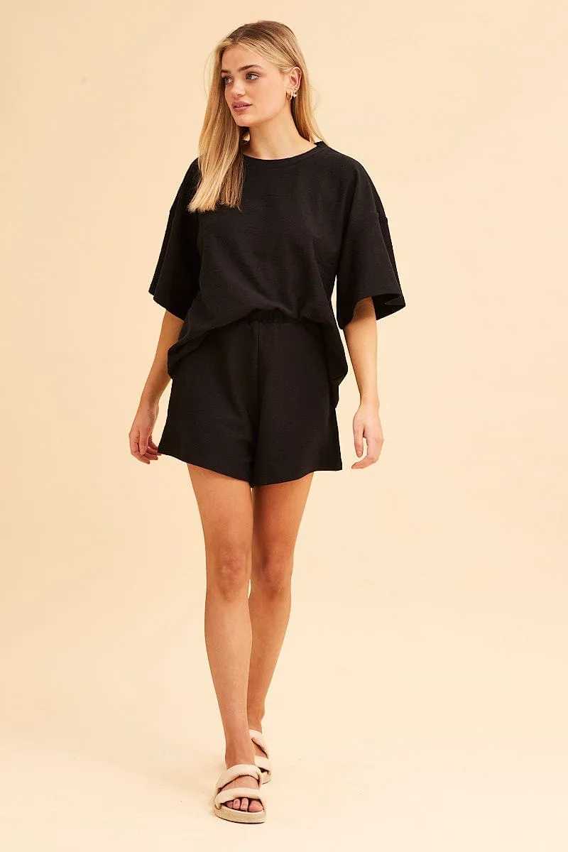 Black Remi Textured Cotton Short sold by Ally Fashion product image thumbnail 3