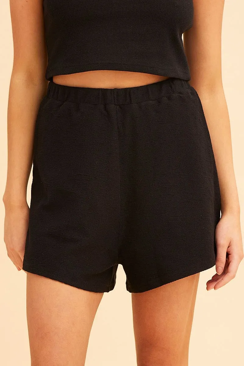 Black Remi Textured Cotton Short sold by Ally Fashion product image thumbnail 2