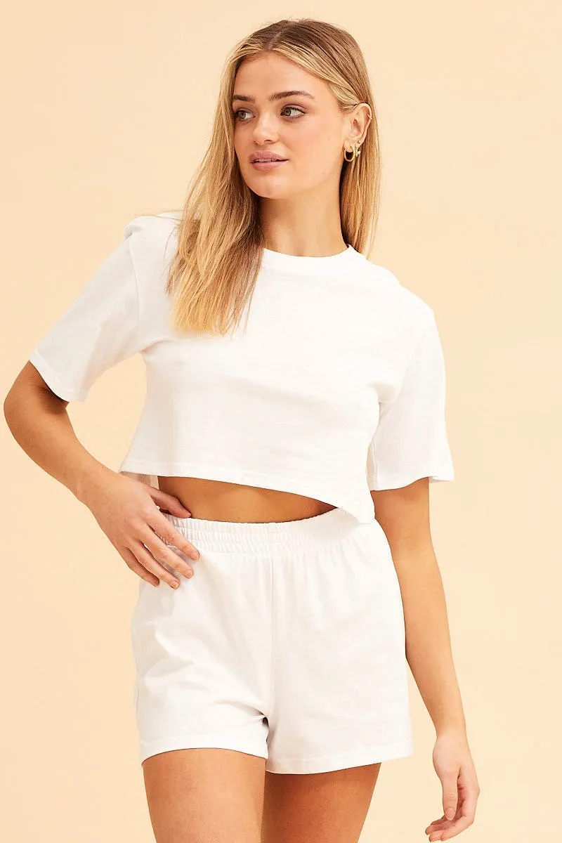 White Jamie Pull On Lounge Short sold by Ally Fashion