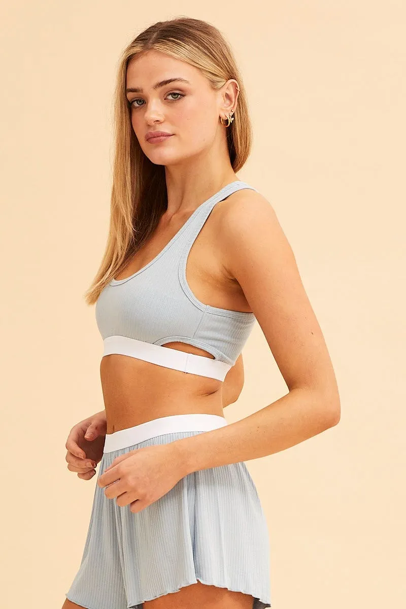 Blue Mia Soft Rib Elastic Waist Shorts sold by Ally Fashion product image thumbnail 4