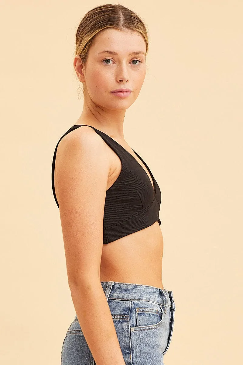 Black V Neck Bralette Cotton Stretch sold by Ally Fashion product image thumbnail 5