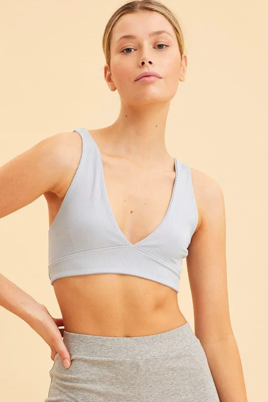 Blue V Neck Bralette Cotton Stretch sold by Ally Fashion