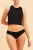 Black High Waisted Bikini Brief Cotton Stretch sold by Ally Fashion