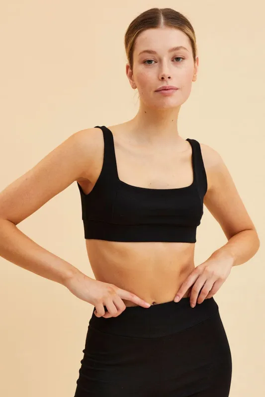 Black Crop Top Square Neck Cotton Stretch sold by Ally Fashion