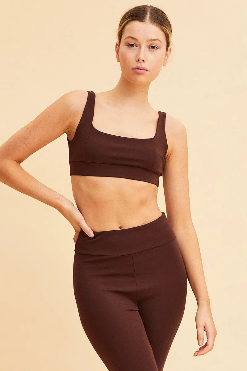 Brown Crop Top Square Neck Cotton Stretch sold by Ally Fashion product image thumbnail 3