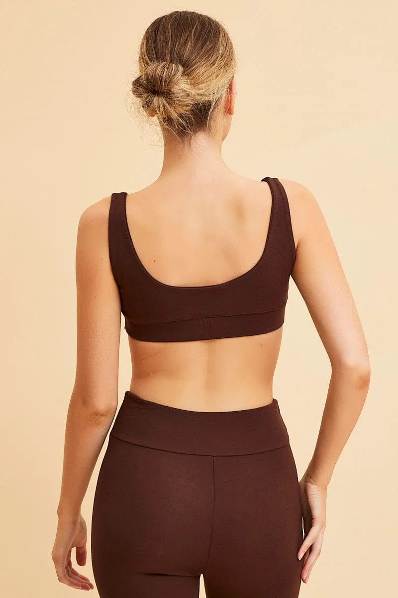 Brown Crop Top Square Neck Cotton Stretch sold by Ally Fashion product image thumbnail 5