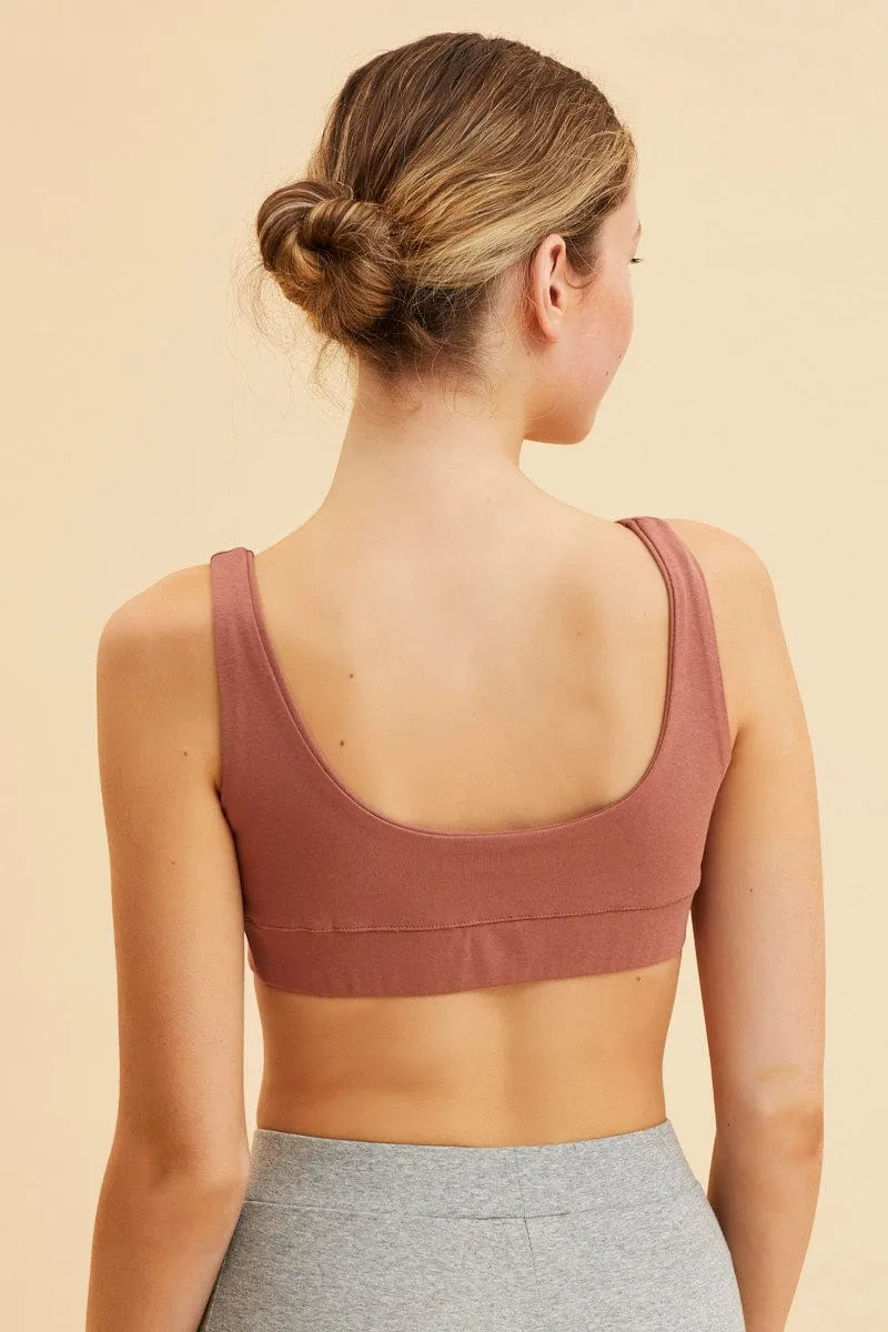Brown Crop Top Square Neck Cotton Stretch sold by Ally Fashion product image thumbnail 5