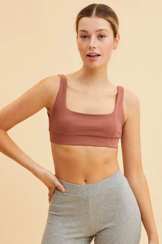 Brown Crop Top Square Neck Cotton Stretch sold by Ally Fashion