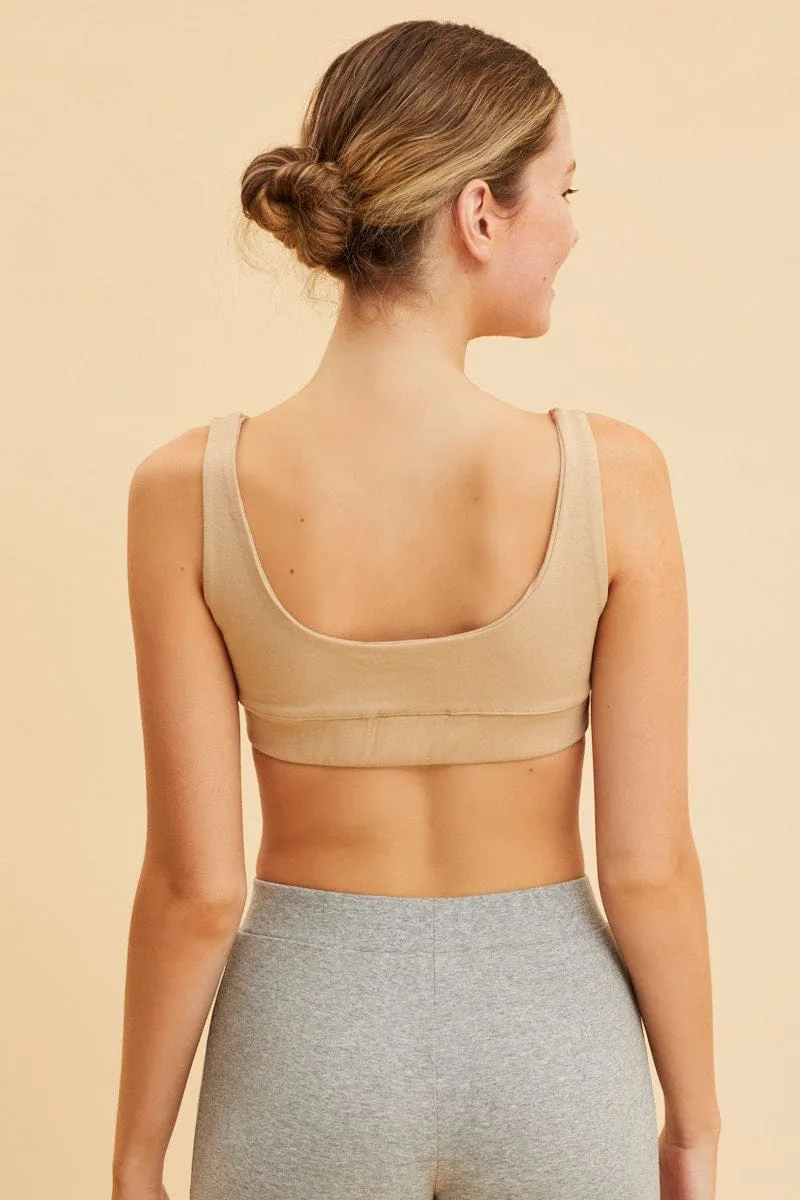 Beige Crop Top Square Neck Cotton Stretch sold by Ally Fashion product image thumbnail 5