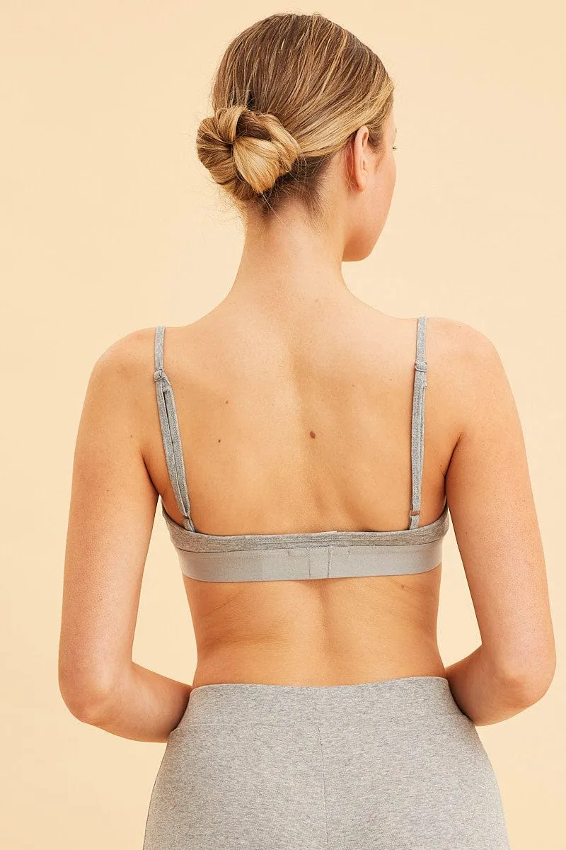 Grey Triangle Bralette Cotton Stretch Seam Detail sold by Ally Fashion product image thumbnail 5