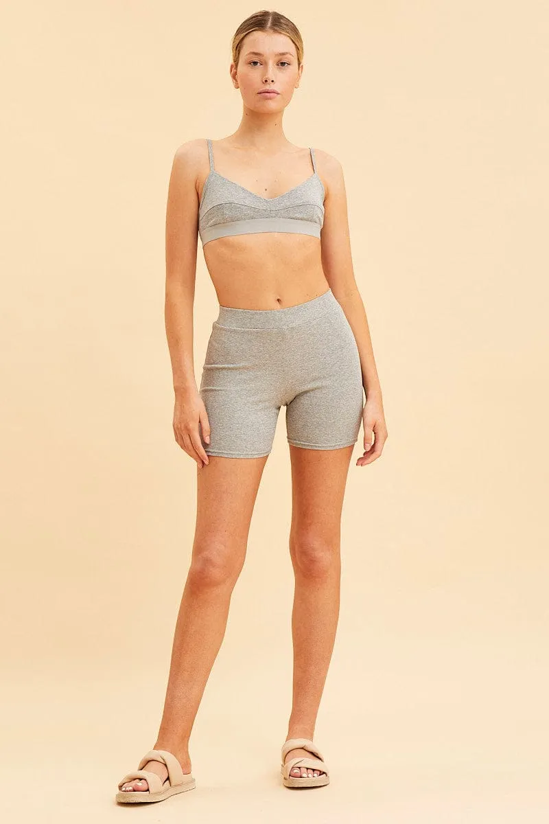 Grey Triangle Bralette Cotton Stretch Seam Detail sold by Ally Fashion product image thumbnail 2
