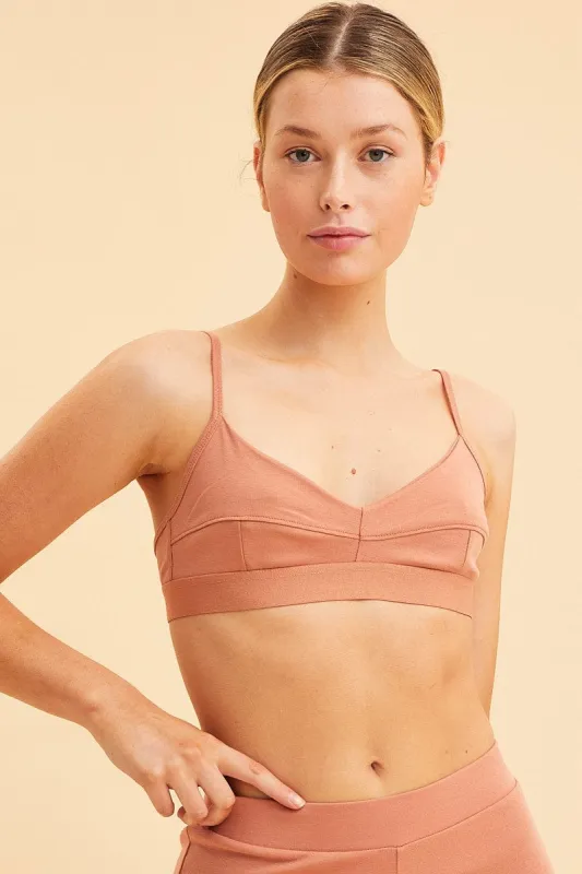 Orange Triangle Bralette Cotton Stretch Seam Detail sold by Ally Fashion