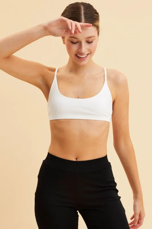 White Cotton Bralette Cotton Stretch Scoop Neck sold by Ally Fashion