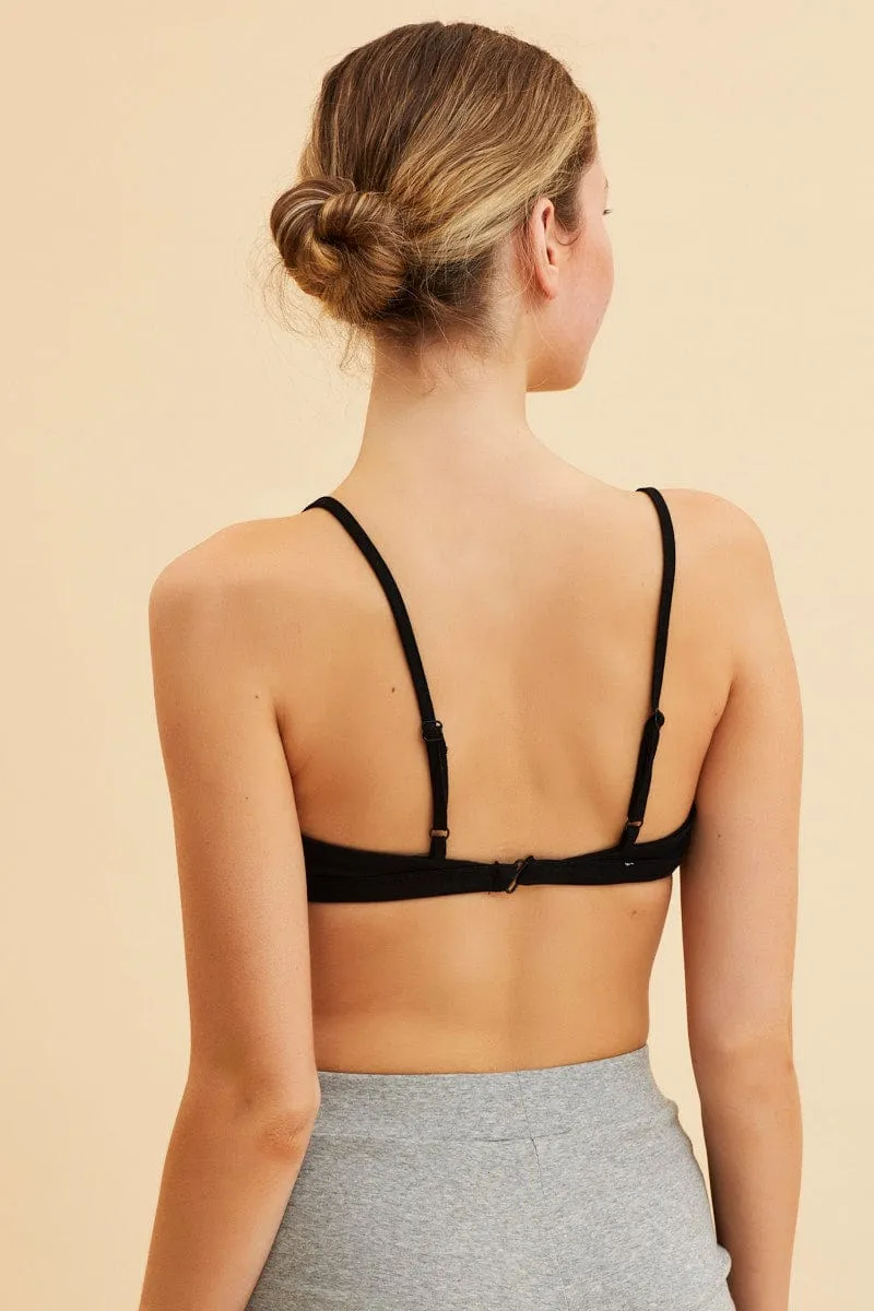 Black Cotton Bralette Cotton Stretch Scoop Neck sold by Ally Fashion product image thumbnail 5