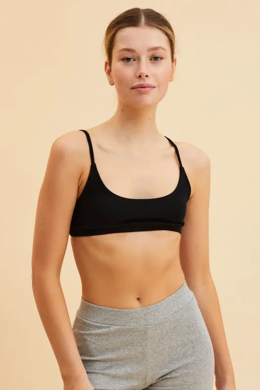 Black Cotton Bralette Cotton Stretch Scoop Neck sold by Ally Fashion