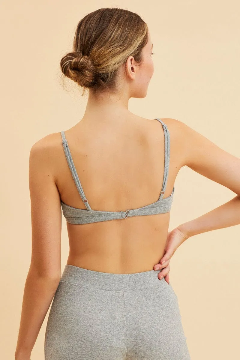 Grey Cotton Bralette Cotton Stretch Scoop Neck sold by Ally Fashion product image thumbnail 5