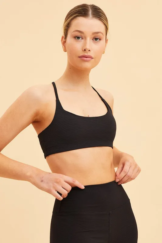 Black Crop Top Active Rib sold by Ally Fashion