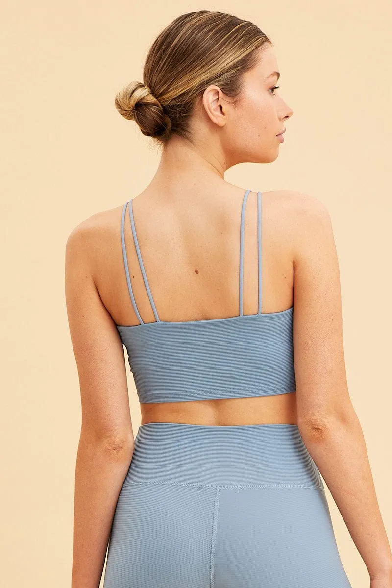 Blue Crop Top High Neck Active Rib sold by Ally Fashion product image thumbnail 5