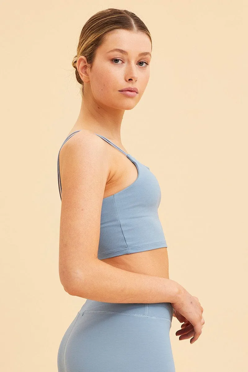 Blue Crop Top High Neck Active Rib sold by Ally Fashion product image thumbnail 4