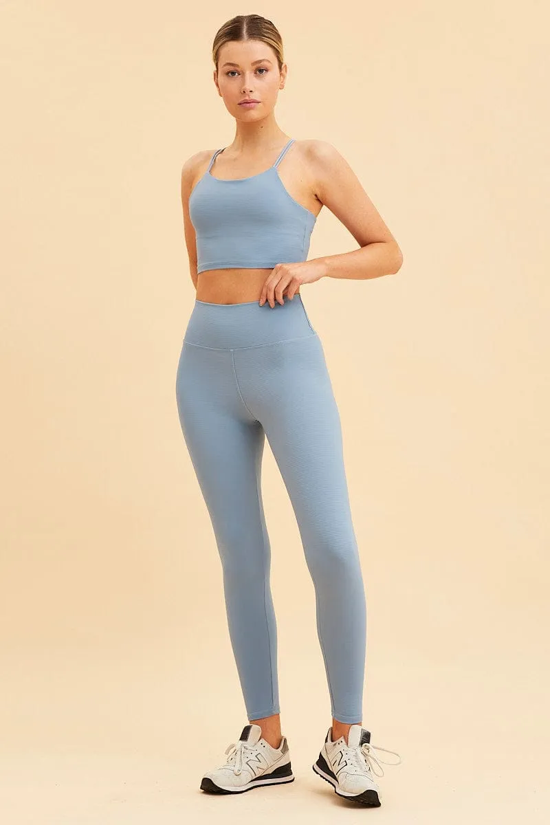 Blue Crop Top High Neck Active Rib sold by Ally Fashion product image thumbnail 2