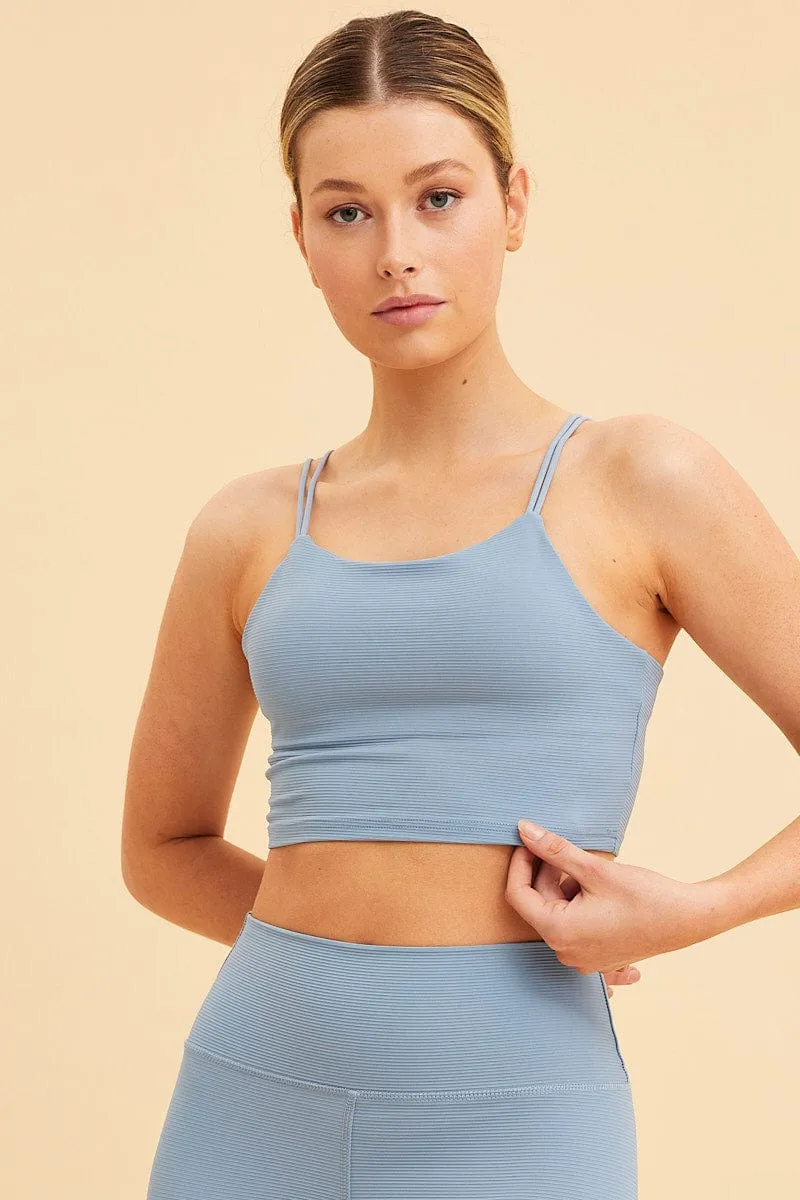 Blue Crop Top High Neck Active Rib sold by Ally Fashion product image thumbnail 3