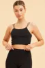 Black Crop Top High Neck Active Rib sold by Ally Fashion