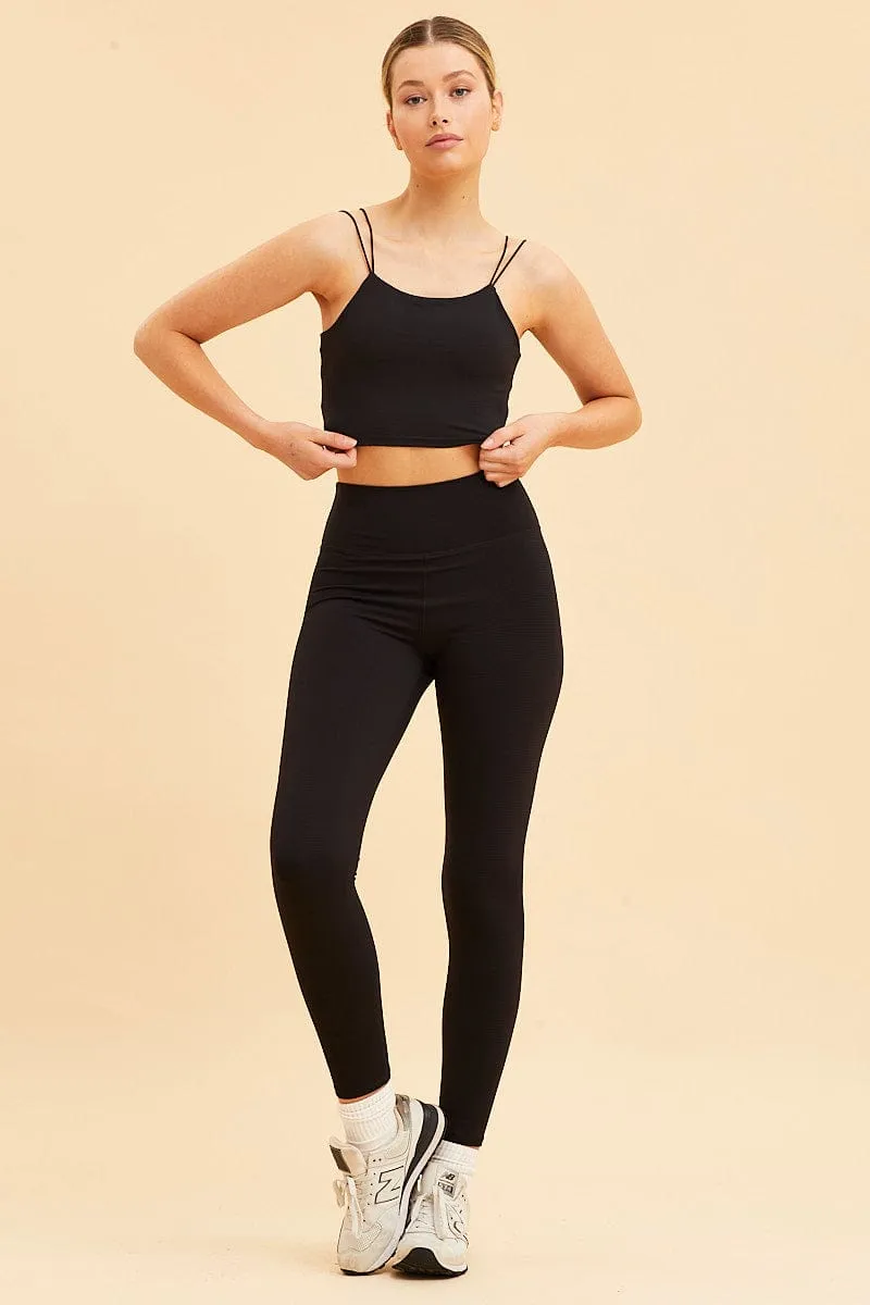 Black Crop Top High Neck Active Rib sold by Ally Fashion product image thumbnail 2