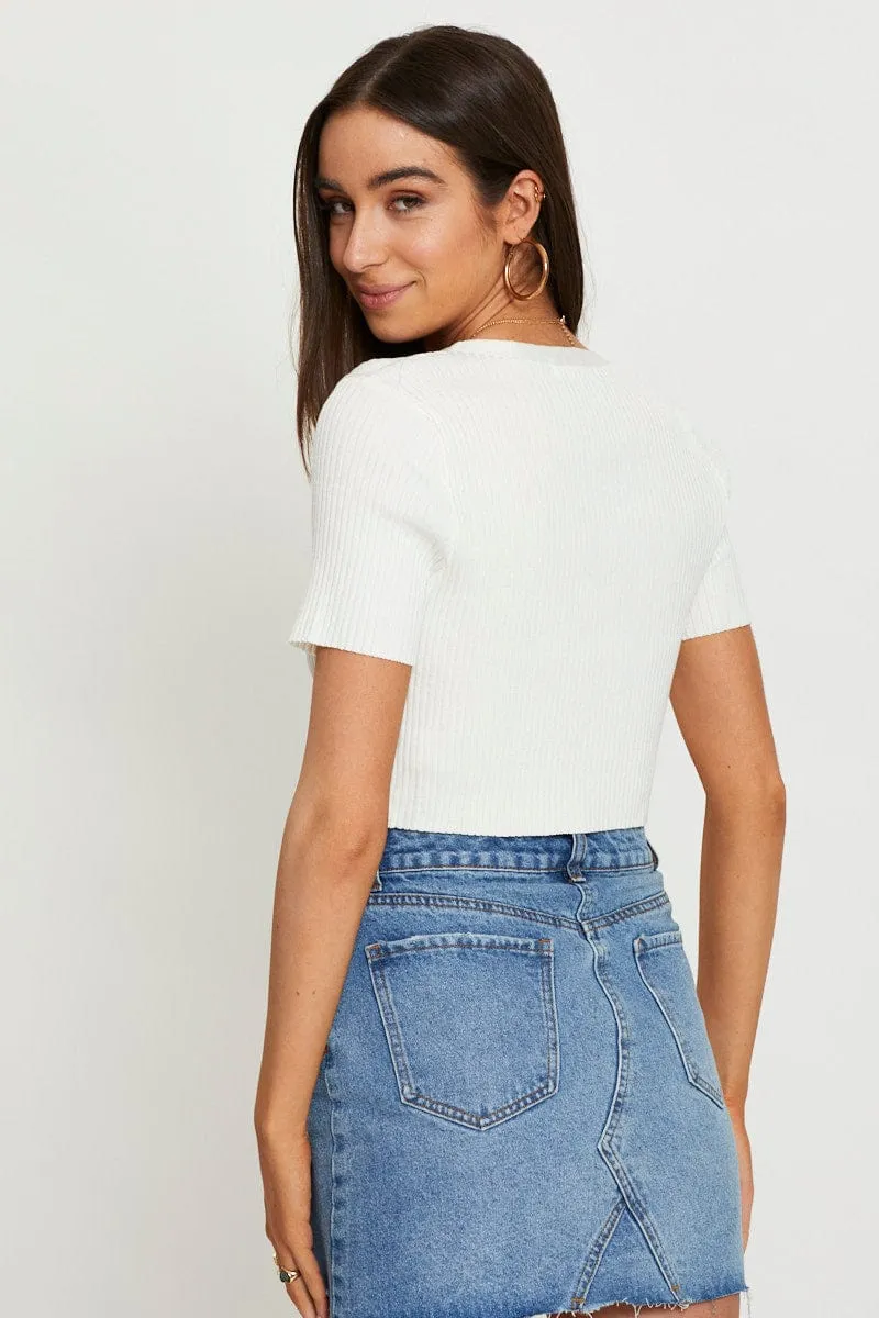 White Knit Cardigan Short Sleeve sold by Ally Fashion product image thumbnail 5