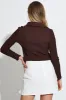 Brown Crop Top Long Sleeve sold by Ally Fashion