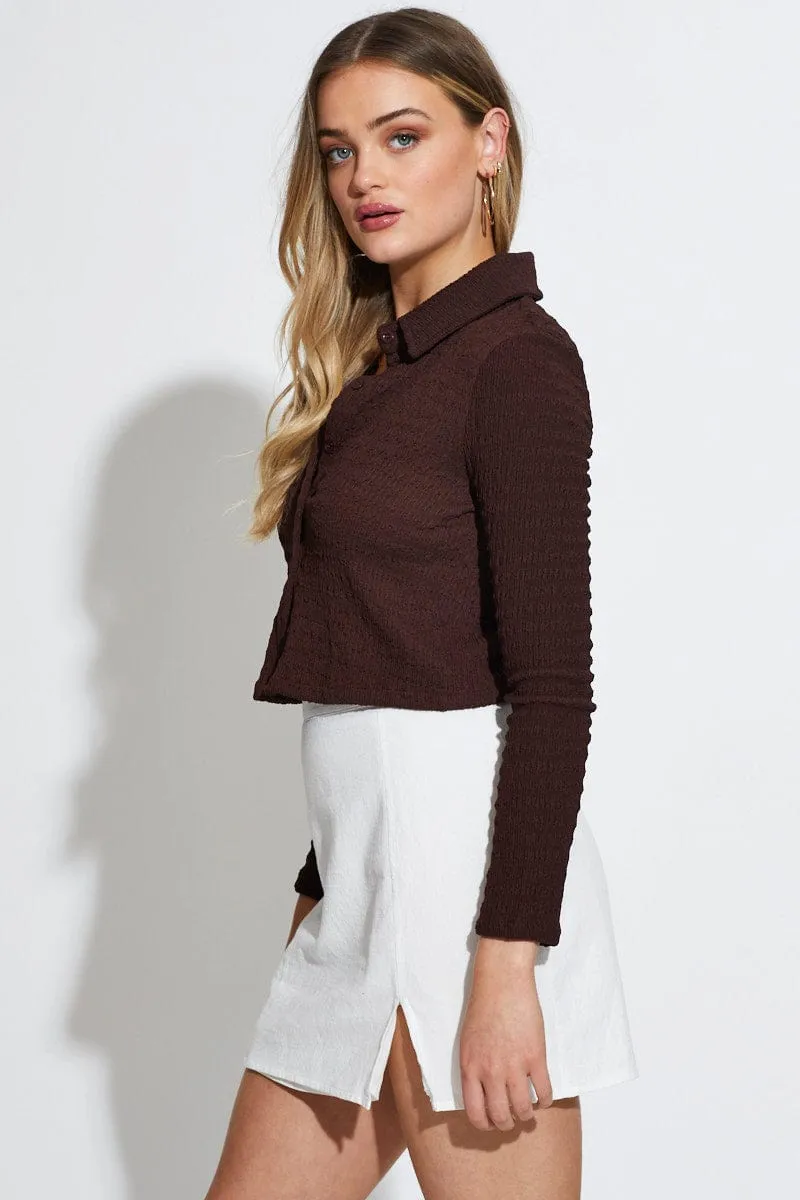 Brown Crop Top Long Sleeve sold by Ally Fashion product image thumbnail 3