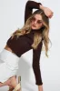 Brown Crop Top Long Sleeve sold by Ally Fashion