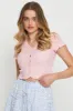 Pink Crop Cardigan Short Sleeve Waffle sold by Ally Fashion