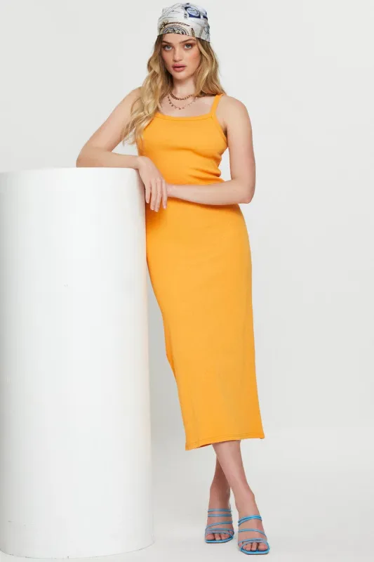 Orange Bodycon Dress Sleeveless Midi sold by Ally Fashion
