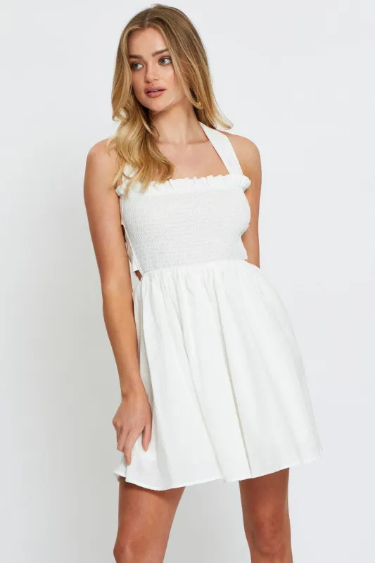 White Mini Dress Sleeveless sold by Ally Fashion