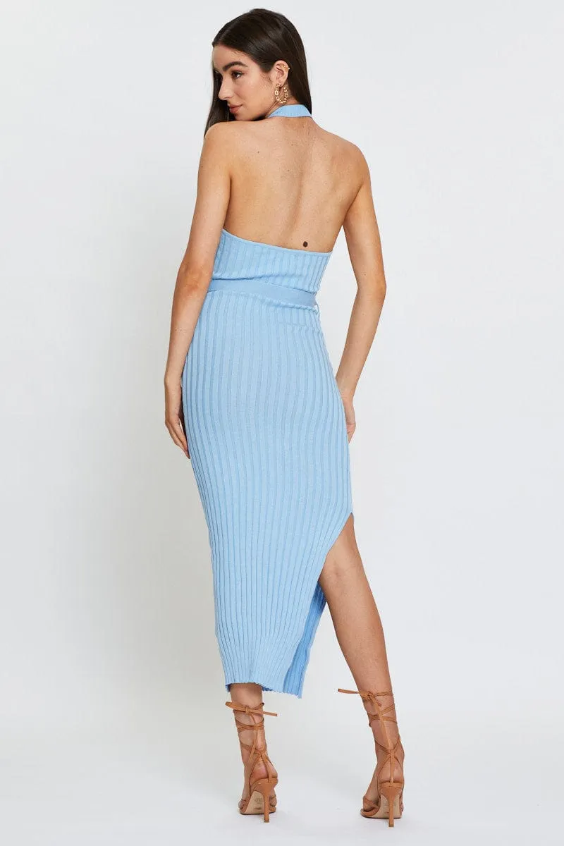 Blue Bodycon Dress Maxi Knit sold by Ally Fashion product image thumbnail 5