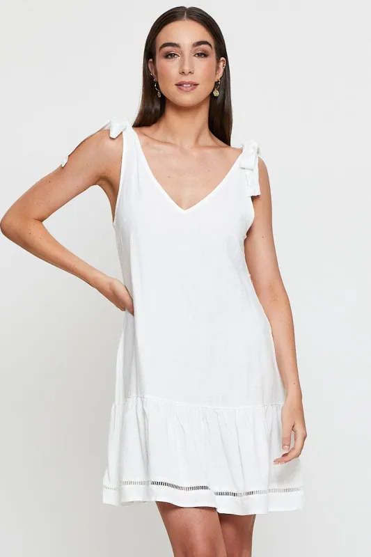 White Mini Dress V Neck sold by Ally Fashion