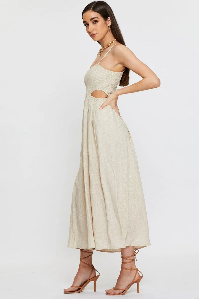 Beige Midi Dress Sleeveless sold by Ally Fashion product image thumbnail 4