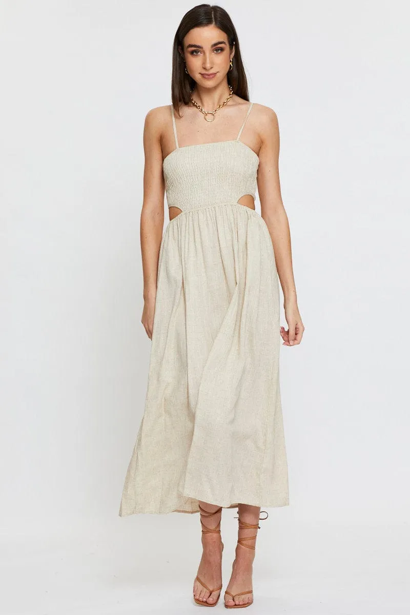 Beige Midi Dress Sleeveless sold by Ally Fashion